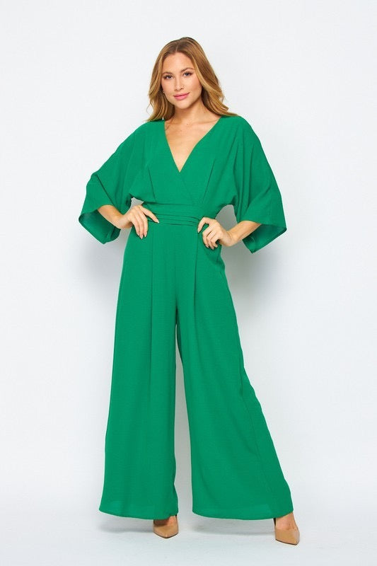 V- Neck Jumpsuit With Pocket