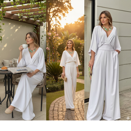 Full Size Wide-Leg Wrap Jumpsuit with Kimono Sleeves Plus Size