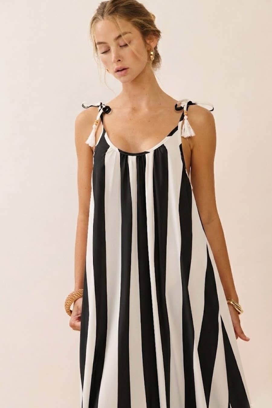 Vertical Stripe Midi Dress