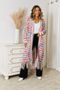 Multicolored Open Front Fringe Hem Cardigan -  Nueva Moda Boutique By Giselly 
