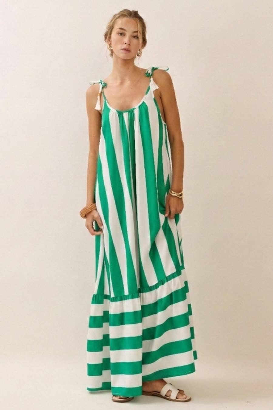 Vertical Stripe Midi Dress