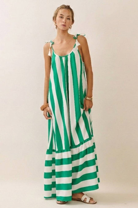 Vertical Stripe Midi Dress