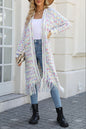 Multicolored Open Front Fringe Hem Cardigan -  Nueva Moda Boutique By Giselly 