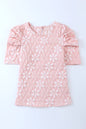 Puff Sleeve Round Neck Blouse -  Nueva Moda Boutique By Giselly 