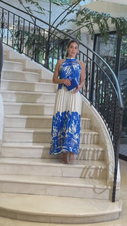 Tied Printed Sleeveless Midi Dress