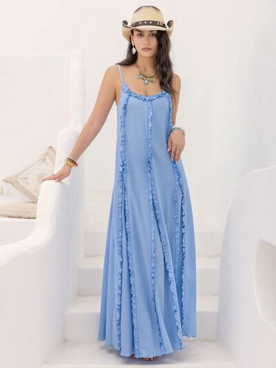 Frill Scoop Neck Maxi Cami Dress -  Nueva Moda Boutique By Giselly 