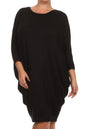 Solid 3/4 sleeve short midi dress -  Nueva Moda Boutique By Giselly 