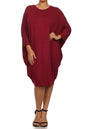 Solid 3/4 sleeve short midi dress -  Nueva Moda Boutique By Giselly 