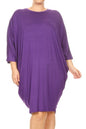 Solid 3/4 sleeve short midi dress -  Nueva Moda Boutique By Giselly 