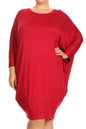 Solid 3/4 sleeve short midi dress -  Nueva Moda Boutique By Giselly 