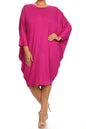 Solid 3/4 sleeve short midi dress -  Nueva Moda Boutique By Giselly 