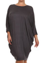 Solid 3/4 sleeve short midi dress -  Nueva Moda Boutique By Giselly 