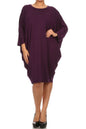 Solid 3/4 sleeve short midi dress -  Nueva Moda Boutique By Giselly 