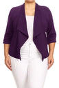 Plus size Solid waist length jacket in a loose fit -  Nueva Moda Boutique By Giselly 