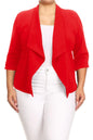 Plus size Solid waist length jacket in a loose fit -  Nueva Moda Boutique By Giselly 