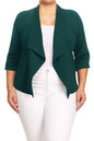 Plus size Solid waist length jacket in a loose fit -  Nueva Moda Boutique By Giselly 