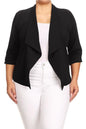 Plus size Solid waist length jacket in a loose fit -  Nueva Moda Boutique By Giselly 