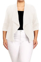 Plus size Solid waist length jacket in a loose fit -  Nueva Moda Boutique By Giselly 
