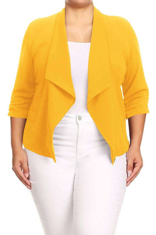 Plus size Solid waist length jacket in a loose fit -  Nueva Moda Boutique By Giselly 