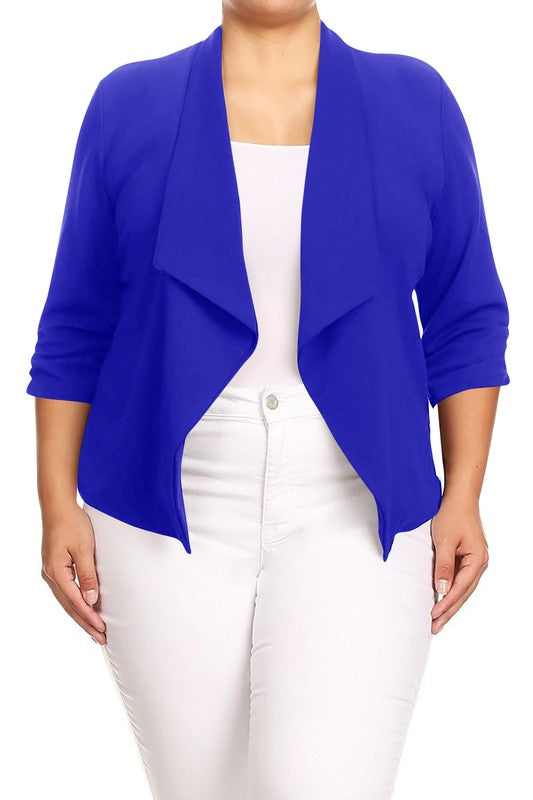 Plus size Solid waist length jacket in a loose fit -  Nueva Moda Boutique By Giselly 