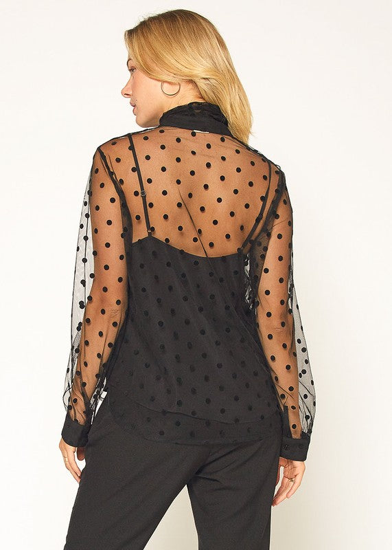 POLKA DOT MESH BLOUSE XS-XL -  Nueva Moda Boutique By Giselly 