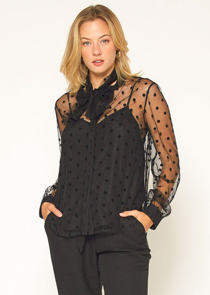 POLKA DOT MESH BLOUSE XS-XL -  Nueva Moda Boutique By Giselly 