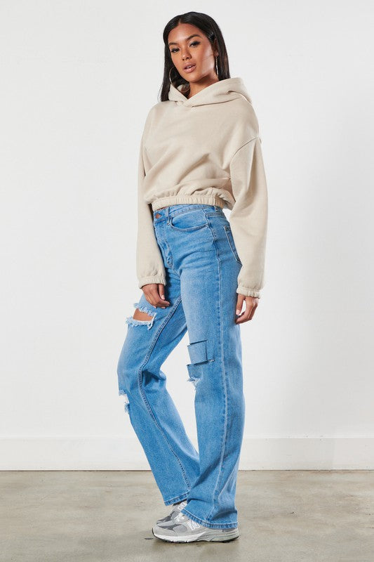 Distressed Wide Leg Jeans -  Nueva Moda Boutique By Giselly 