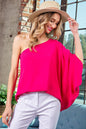 SOLID ONE SHOULDER DOLMAN SLEEVE TOP -  Nueva Moda Boutique By Giselly 