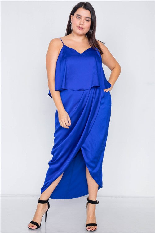 Satin Flounce Bandage Maxi Dress -  Nueva Moda Boutique By Giselly 