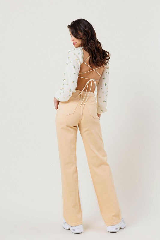 HIGH WAISTED WIDE CUT STRAIGHT LEG -  Nueva Moda Boutique By Giselly 