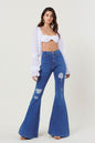 VIBRANT MIU HIGH RISE DISTRESSED FLARE -  Nueva Moda Boutique By Giselly 