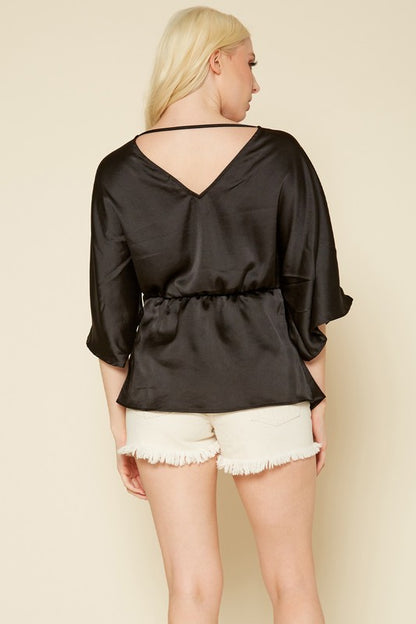 PLEIONE SATIN FRONT TWIST TUNIC -  Nueva Moda Boutique By Giselly 