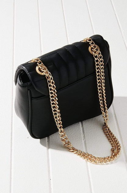 Vegan Leather Quilted Flap Bag -  Nueva Moda Boutique By Giselly 