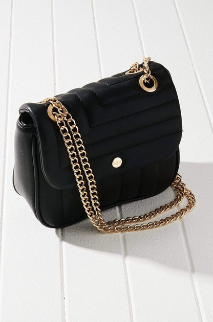 Vegan Leather Quilted Flap Bag -  Nueva Moda Boutique By Giselly 
