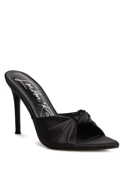 FIRST CRUSH SATIN KNOT HIGH HEELED SANDALS -  Nueva Moda Boutique By Giselly 