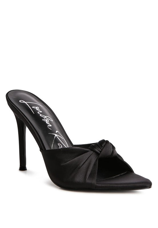 FIRST CRUSH SATIN KNOT HIGH HEELED SANDALS -  Nueva Moda Boutique By Giselly 