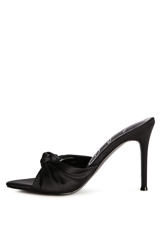 FIRST CRUSH SATIN KNOT HIGH HEELED SANDALS -  Nueva Moda Boutique By Giselly 