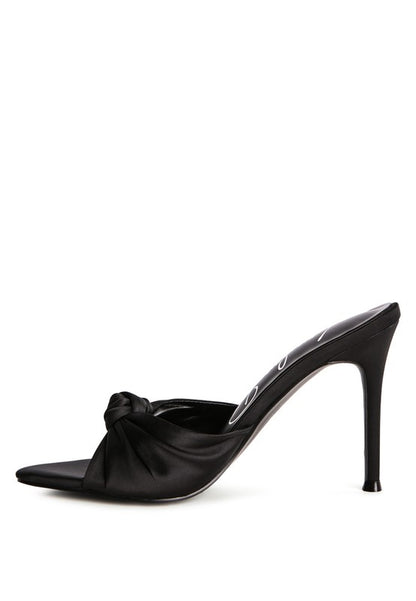FIRST CRUSH SATIN KNOT HIGH HEELED SANDALS -  Nueva Moda Boutique By Giselly 