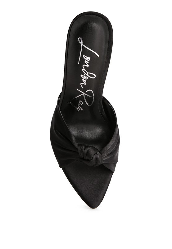 FIRST CRUSH SATIN KNOT HIGH HEELED SANDALS -  Nueva Moda Boutique By Giselly 
