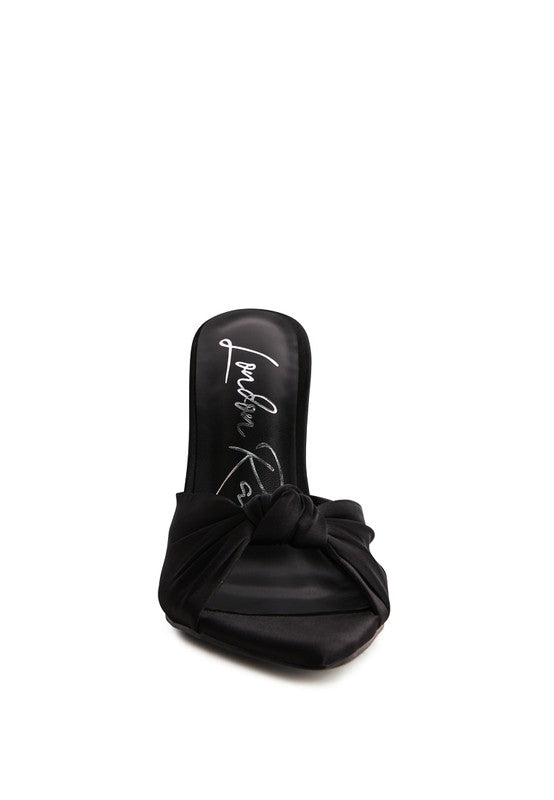 FIRST CRUSH SATIN KNOT HIGH HEELED SANDALS -  Nueva Moda Boutique By Giselly 