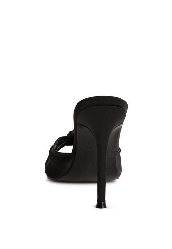 FIRST CRUSH SATIN KNOT HIGH HEELED SANDALS -  Nueva Moda Boutique By Giselly 