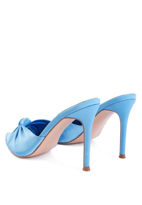 FIRST CRUSH SATIN KNOT HIGH HEELED SANDALS -  Nueva Moda Boutique By Giselly 