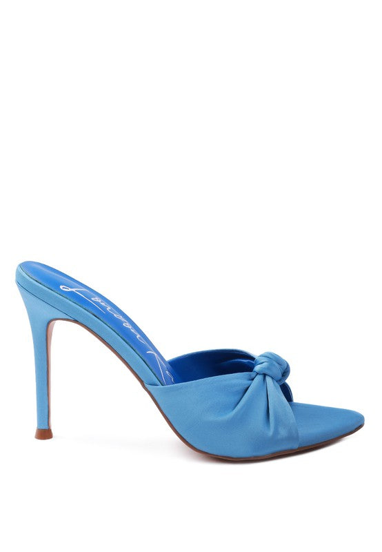 FIRST CRUSH SATIN KNOT HIGH HEELED SANDALS -  Nueva Moda Boutique By Giselly 