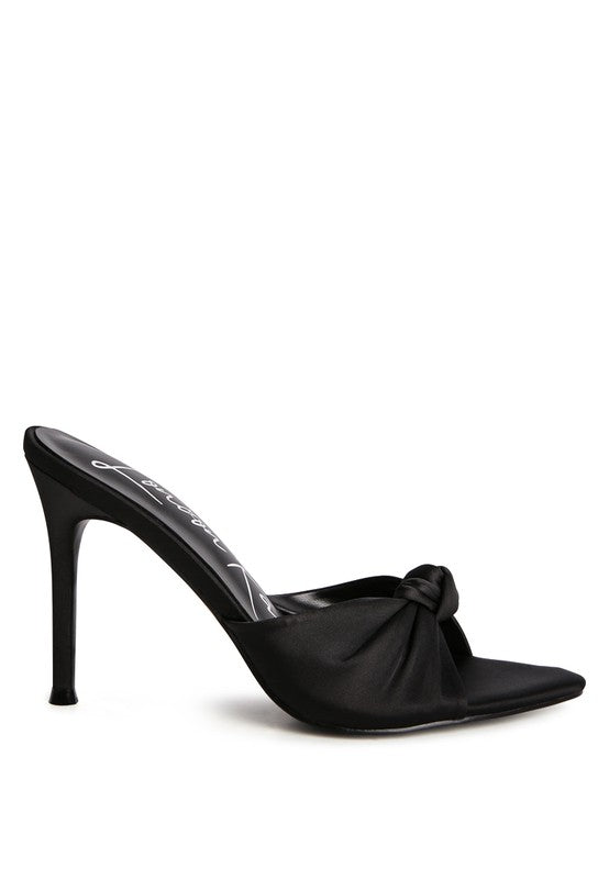 FIRST CRUSH SATIN KNOT HIGH HEELED SANDALS -  Nueva Moda Boutique By Giselly 