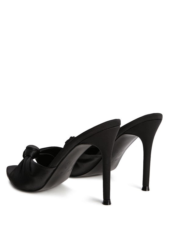 FIRST CRUSH SATIN KNOT HIGH HEELED SANDALS -  Nueva Moda Boutique By Giselly 