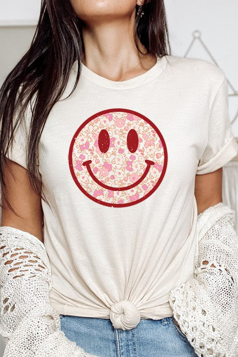 Flower Smiley Face Tee -  Nueva Moda Boutique By Giselly 