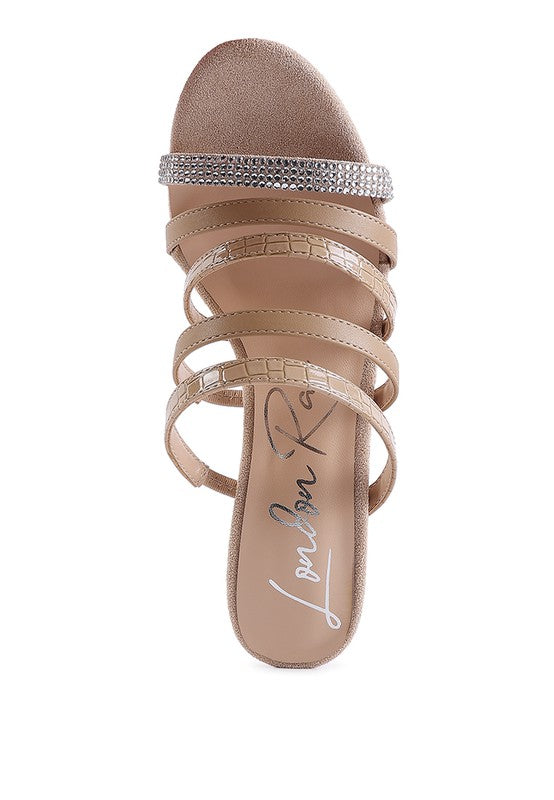 PEACHES MULTI STRAP DIAMANTE DETAIL SANDALS -  Nueva Moda Boutique By Giselly 