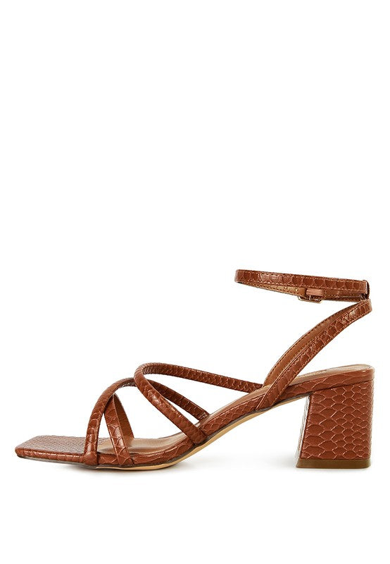 Right Pose Croc Mid Block Heel Casual Sandals -  Nueva Moda Boutique By Giselly 