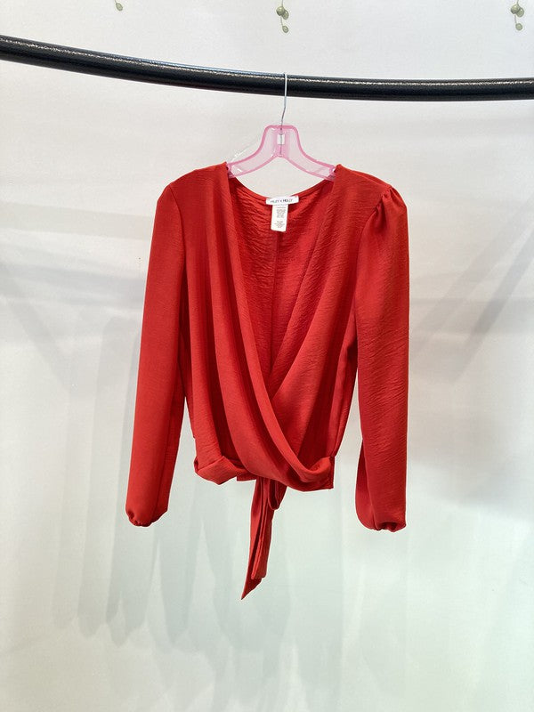 Surplice blouse long sleeve top -  Nueva Moda Boutique By Giselly 