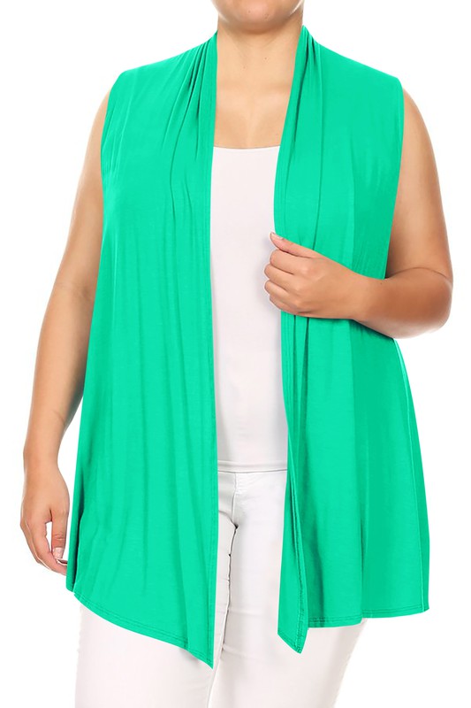 Plus Solid open front vest in a loose fit -  Nueva Moda Boutique By Giselly 